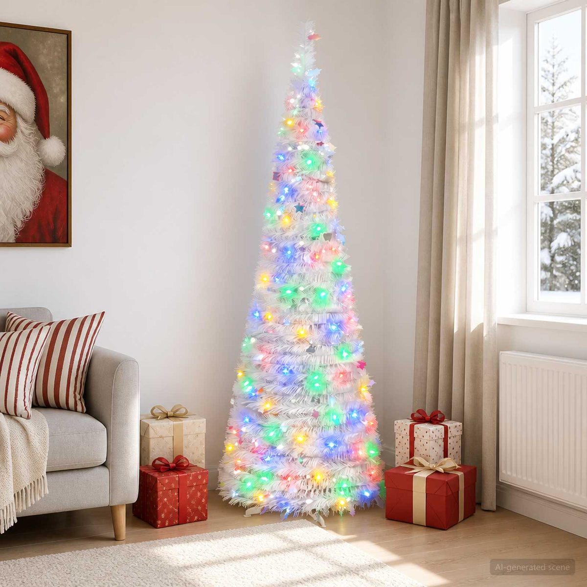 Pop Up LED Christmas Tree 100 LEDs PVC White 180 cm