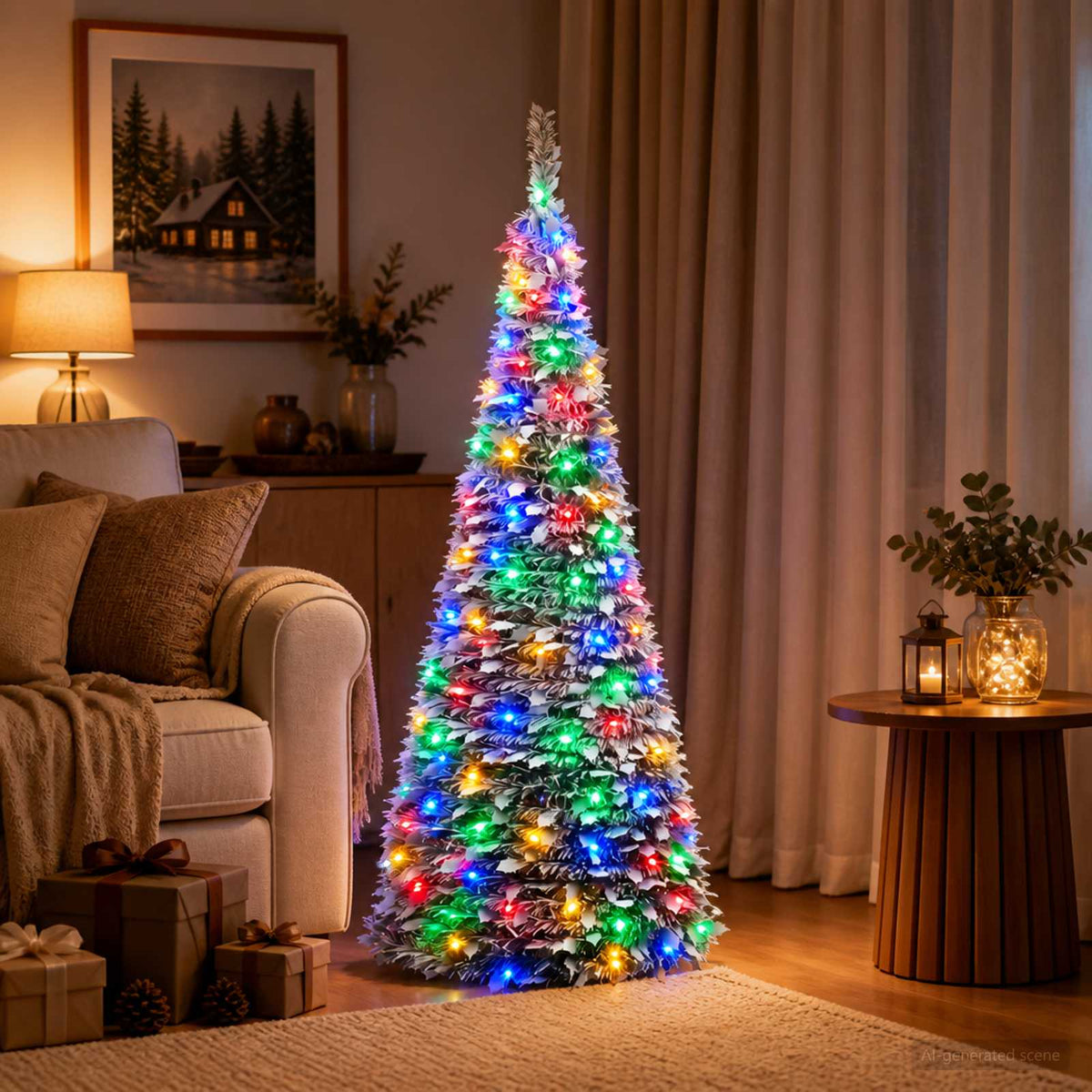Pop Up LED Christmas Tree 100 LEDs PVC Green and white 150 cm