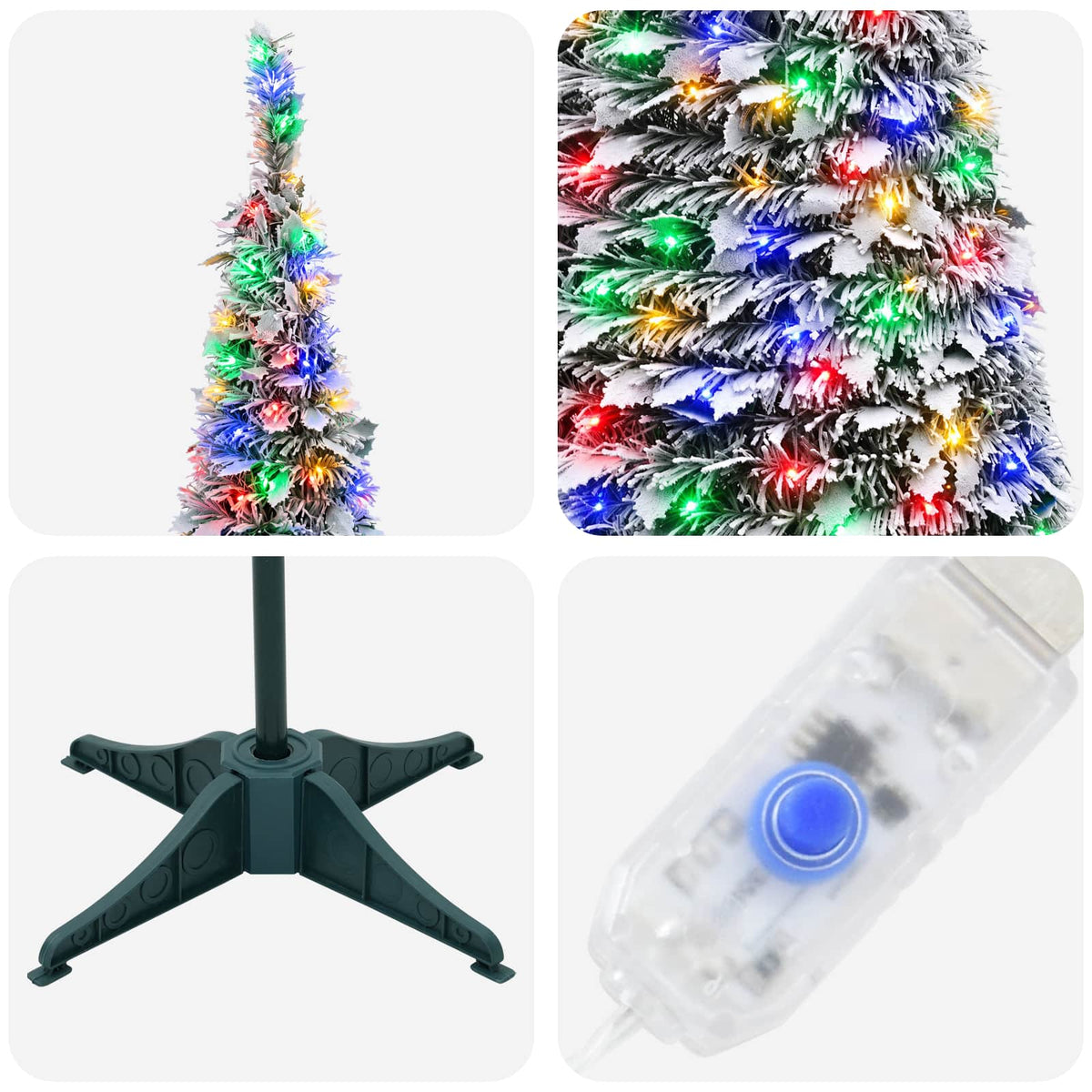 Pop Up LED Christmas Tree 100 LEDs PVC Green and white 150 cm