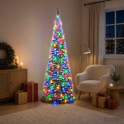 Pop Up LED Christmas Tree 100 LEDs PVC Green and white 210 cm
