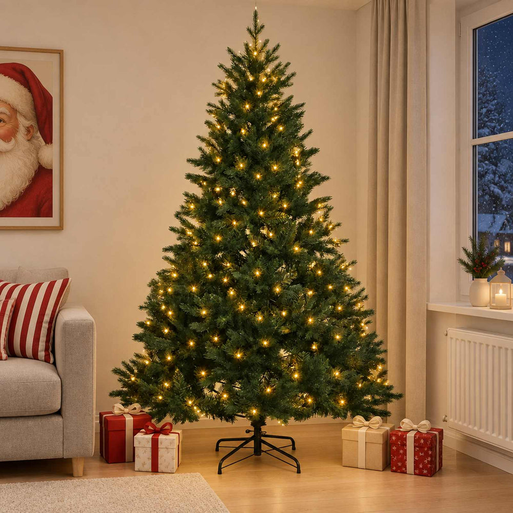 vidaXL Artificial Christmas Tree with Bauble 150 LEDs Green Height 120 cm
