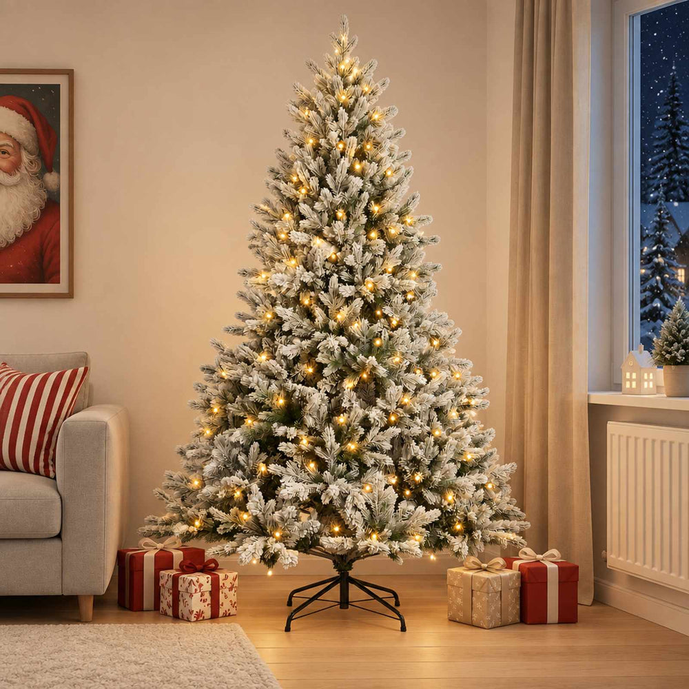 vidaXL Artificial Hinged Christmas Tree 300 LEDs Warm White