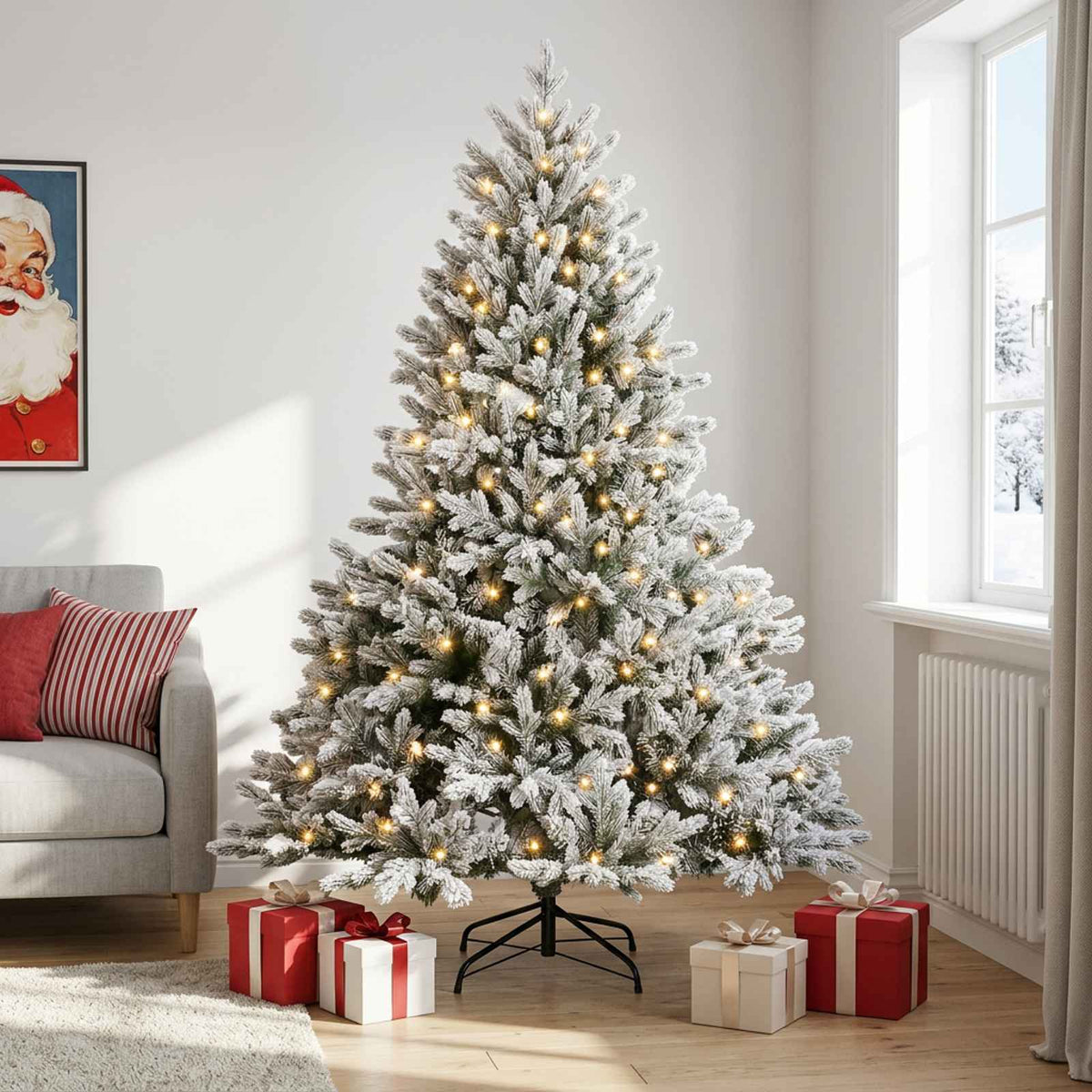 Artificial Hinged Christmas Tree 300 LEDs Warm White 180 cm