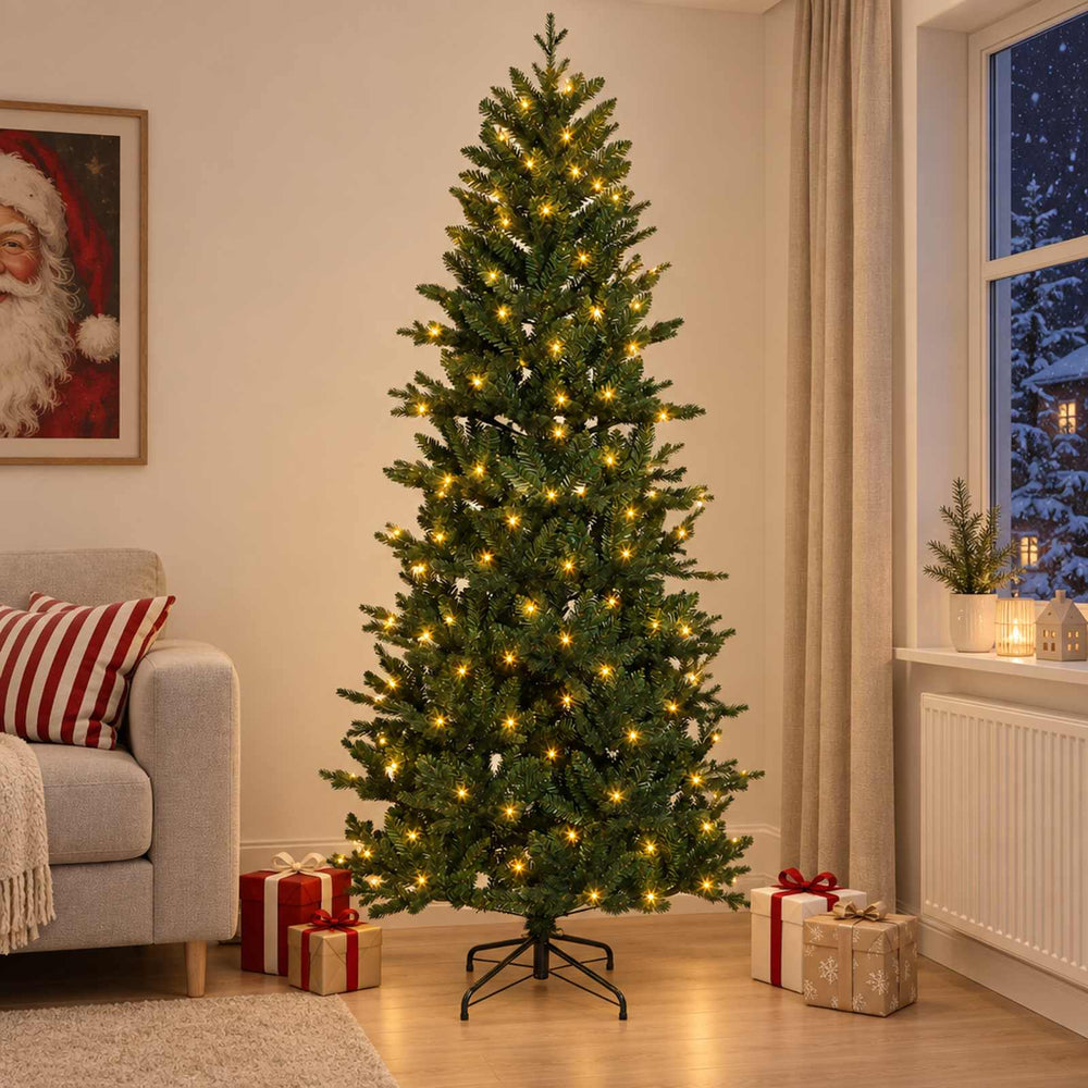 vidaXL Artificial Christmas Tree with Bauble 300 LEDs Green Height 180 cm