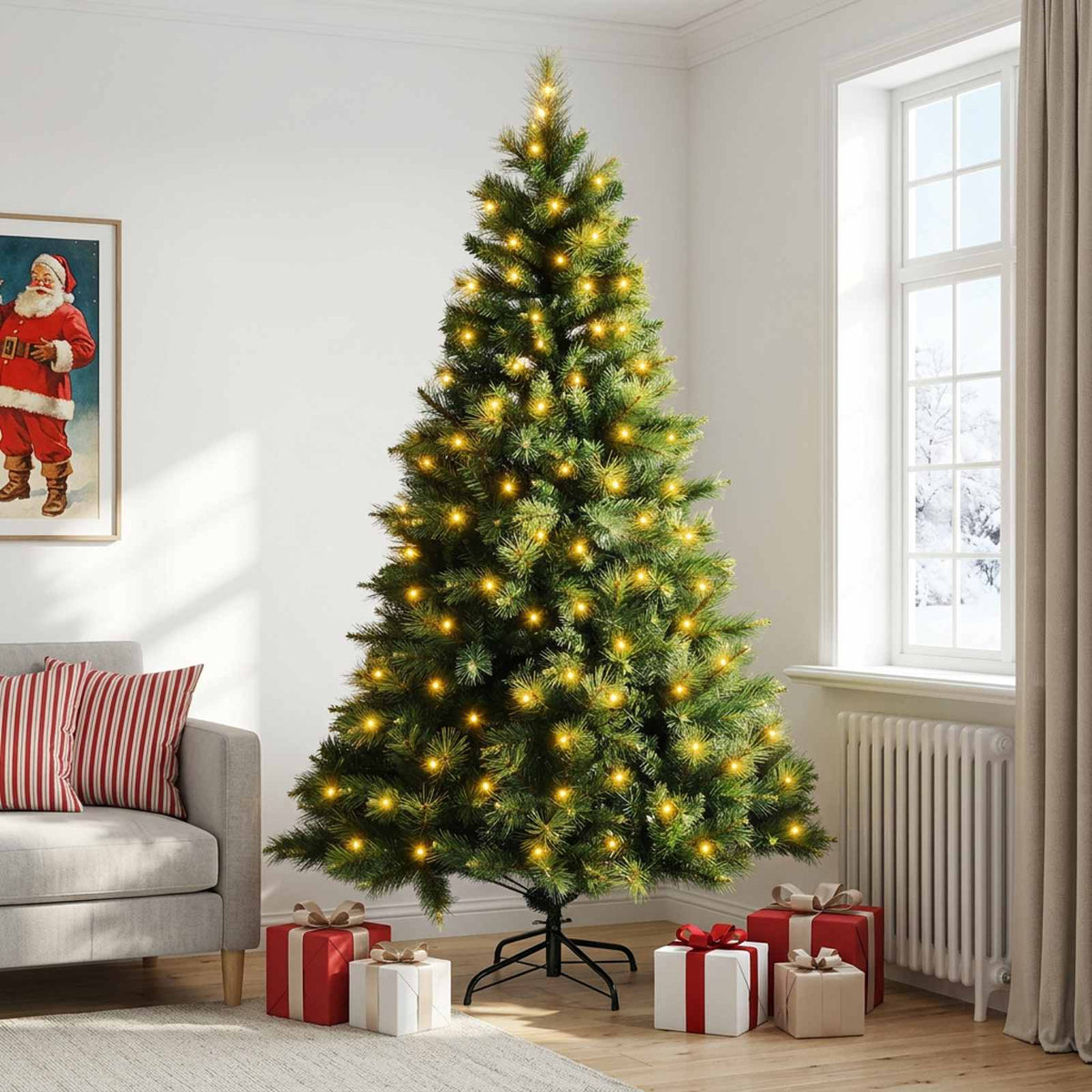 Artificial Christmas Tree Bauble LEDs Green