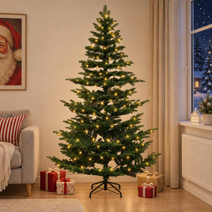 Artificial Christmas Tree Bauble LEDs Green Height