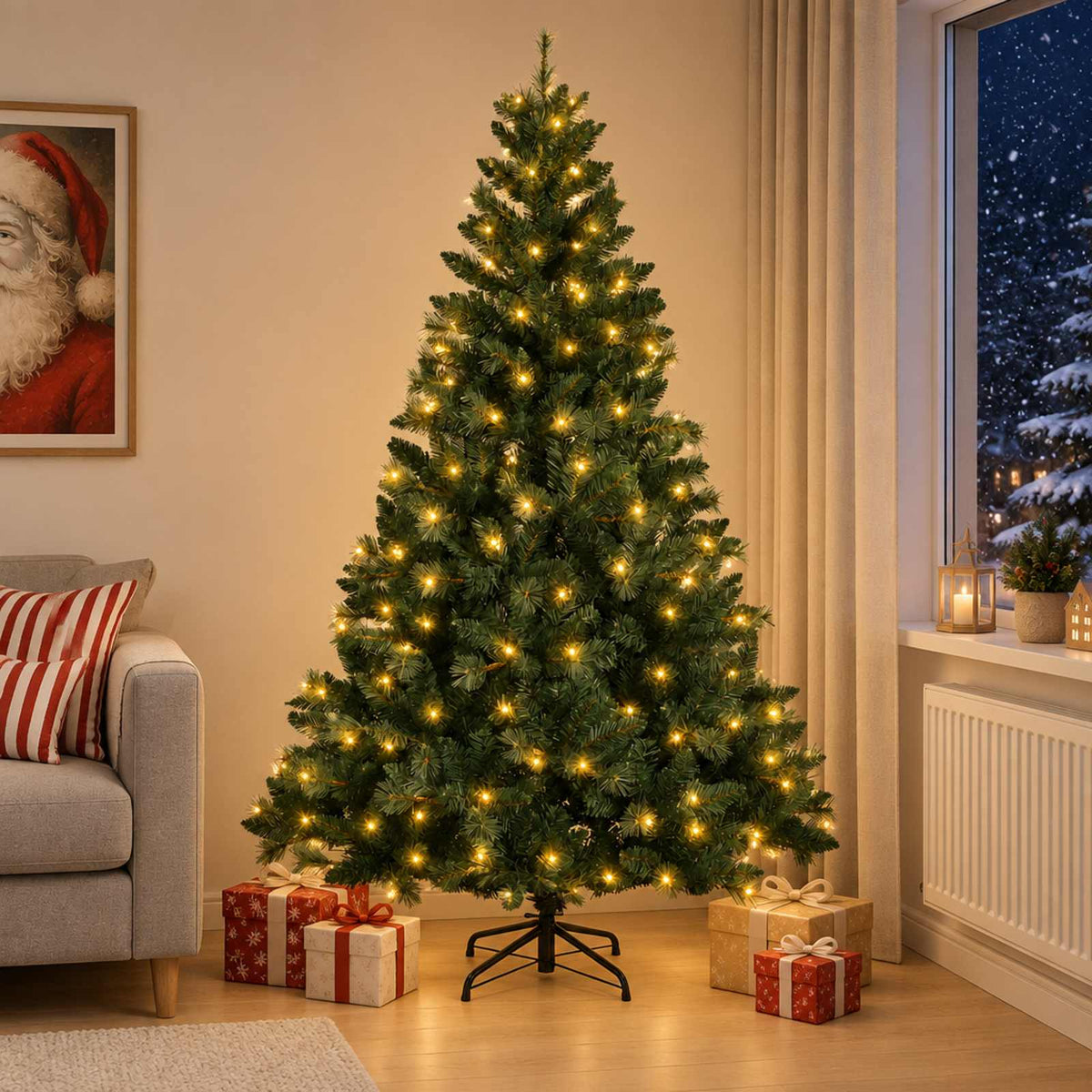 Artificial Christmas Tree Bauble LEDs Green