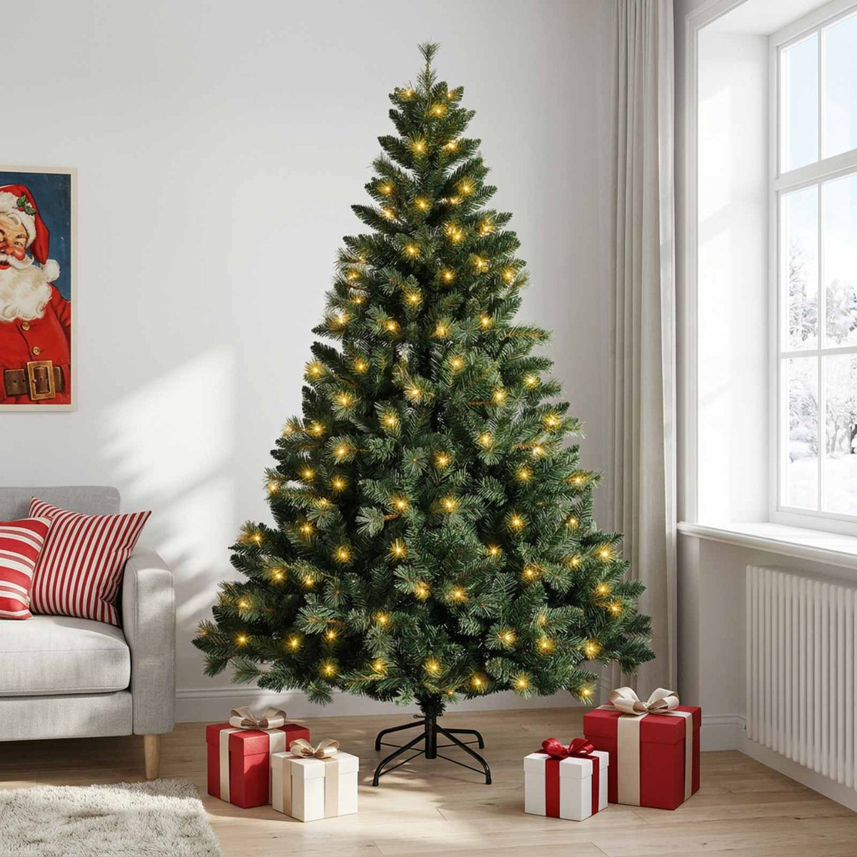 Artificial Christmas Tree Bauble LEDs Green