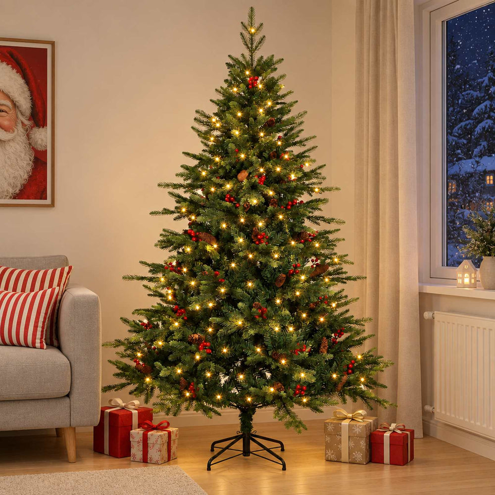 vidaXL Artificial Christmas Tree with Bauble 150 LEDs Green 120 cm
