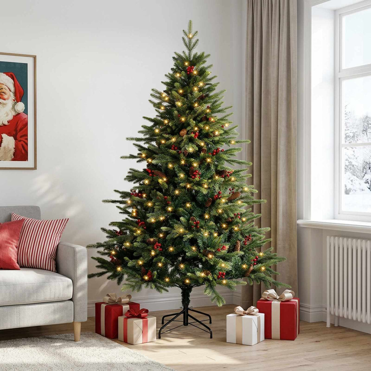 Artificial Christmas Tree Bauble LEDs Green