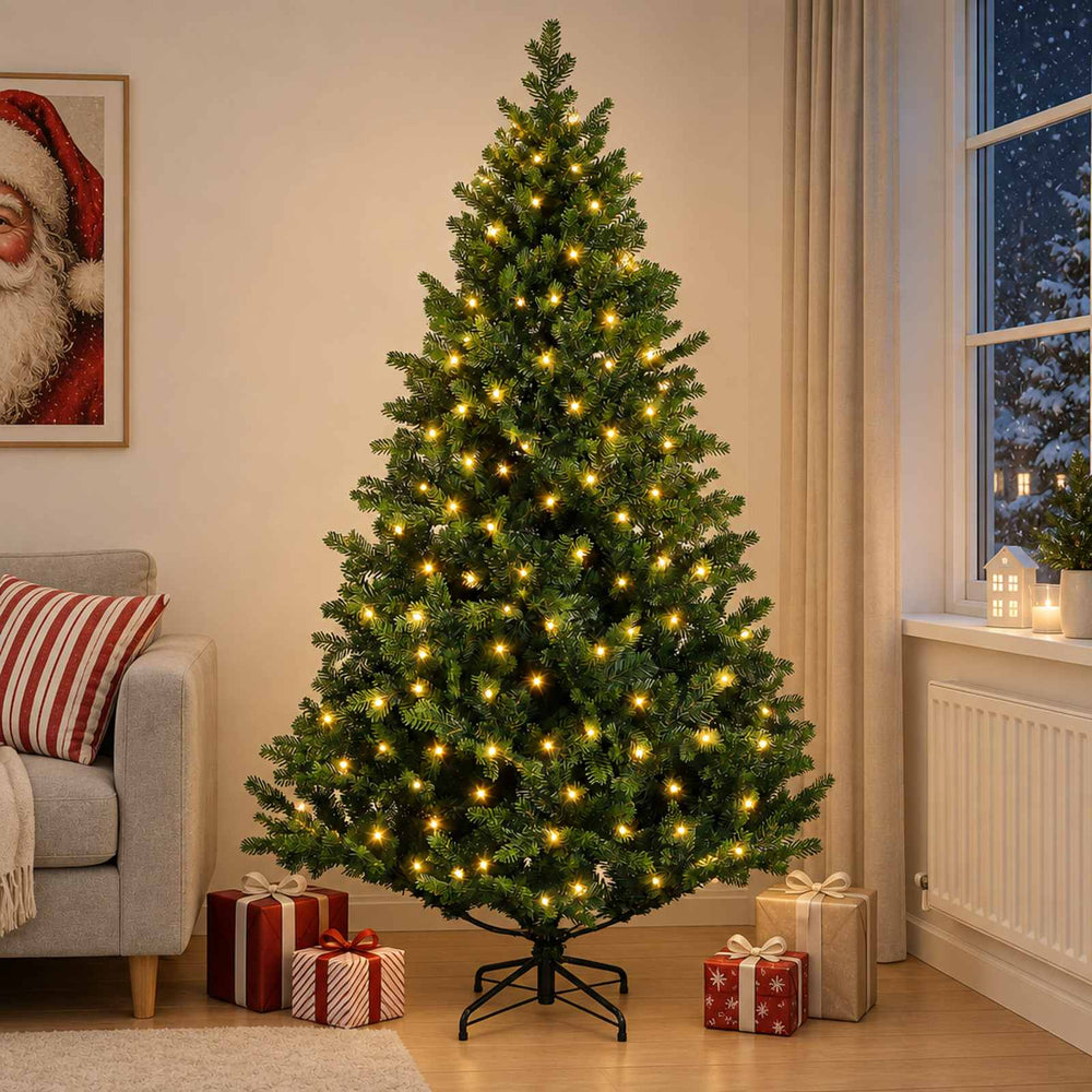vidaXL Artificial Christmas Tree with Bauble 300 LEDs Green 180 cm