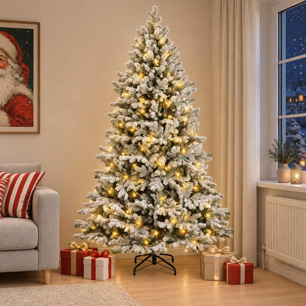 vidaXL Artificial Hinged Christmas Tree 240 cm 300 LEDs Warm White