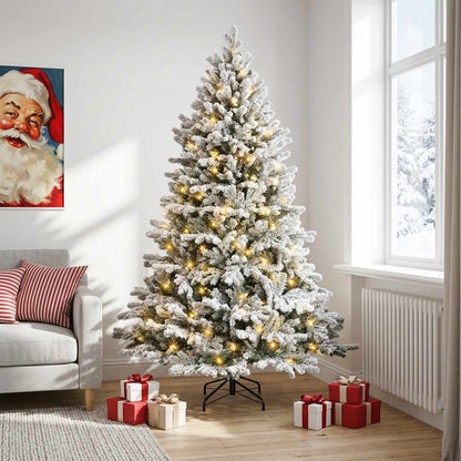 vidaXL Artificial Hinged Christmas Tree 240 cm 300 LEDs Warm White 3