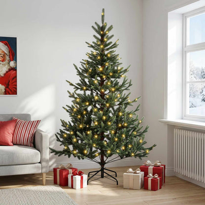 Artificial Christmas Tree with Bauble 300 LEDs Green 180 cm with LEDs