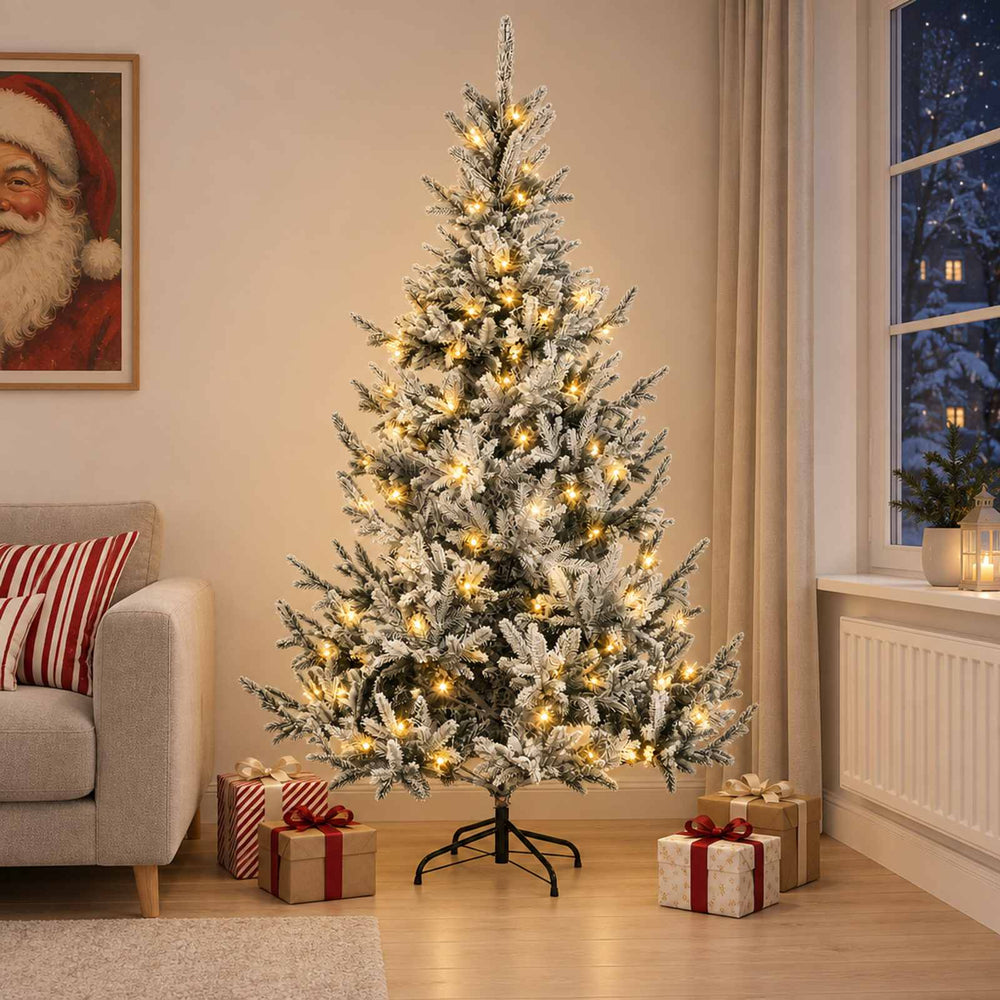 vidaXL Artificial Christmas Tree with Bauble 150 LEDs Green and White 120 cm