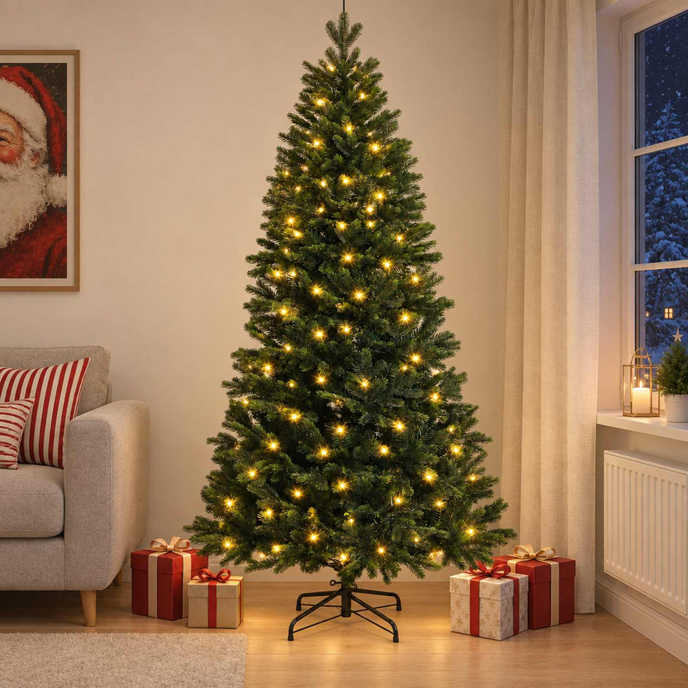 vidaXL Artificial Christmas Tree with Bauble 150 LEDs 120 cm