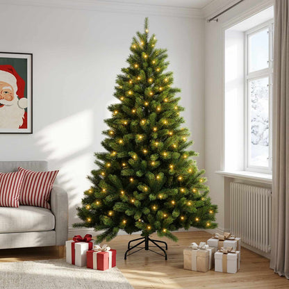 vidaXL Artificial Hinged Christmas Tree 240 cm 300 LEDs Warm White 3
