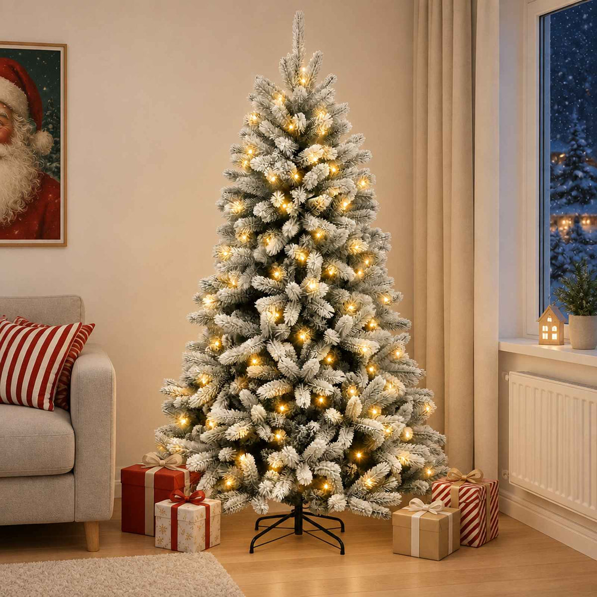 vidaXL Artificial Hinged Christmas Tree 120 cm 150 LEDs Warm White 1