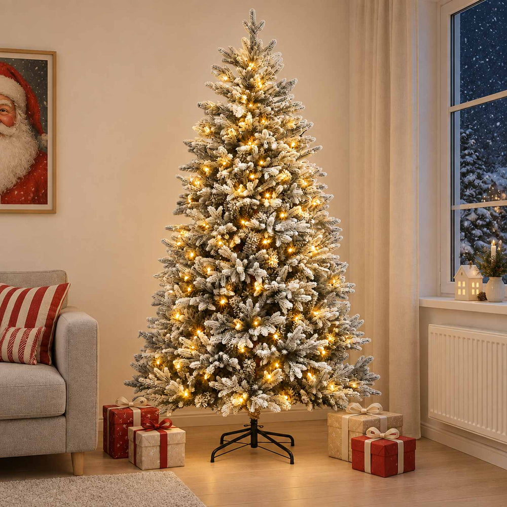 vidaXL Artificial Hinged Christmas Tree 210 cm 300 LEDs Warm White