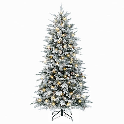 Artificial Hinged Christmas Tree 150 LEDs Warm White Green and White 150 cm with LEDs