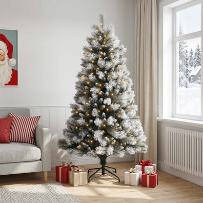 Artificial Hinged Christmas Tree with Baubles 150 LEDs 180 cm with LEDs