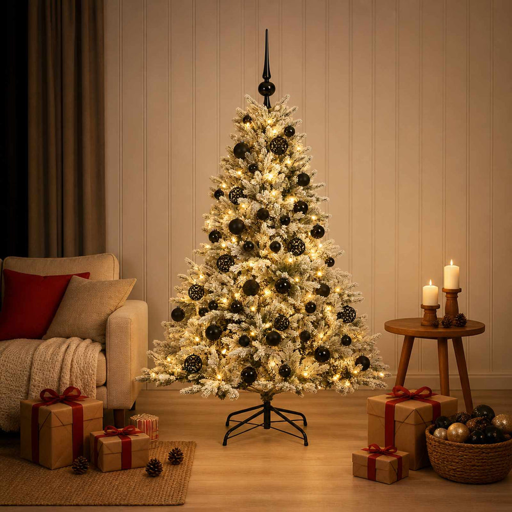 vidaXL Artificial Christmas Tree with Bauble 150 LEDs Green and White