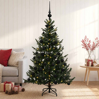 Artificial Christmas Tree Bauble LEDs Green black balls