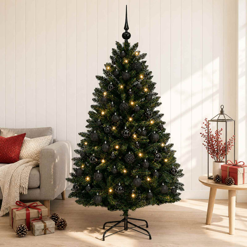 vidaXL Artificial Christmas Tree with Bauble 150 cm Dark Green Ø 80 x 150 cm
