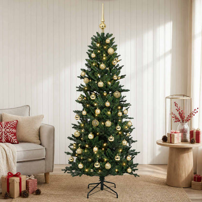 Artificial Christmas Tree with Bauble 150 LEDs Green with LEDs & gold balls
