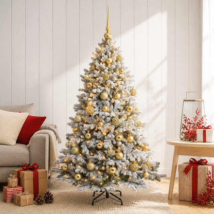 Artificial Christmas Tree Bauble LEDs Green White gold balls