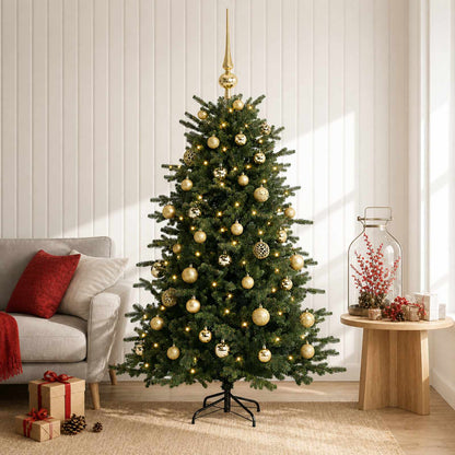 Artificial Christmas Tree with Bauble 150 LEDs 150 cm with LEDs & gold balls