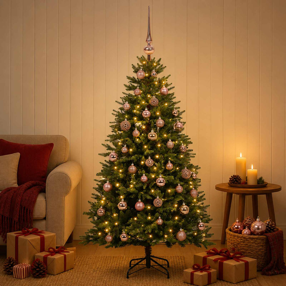 vidaXL Artificial Christmas Tree with Bauble 150 cm 150 LEDs 3