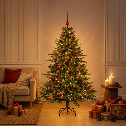 Artificial Christmas Tree Bauble LEDs Green red balls