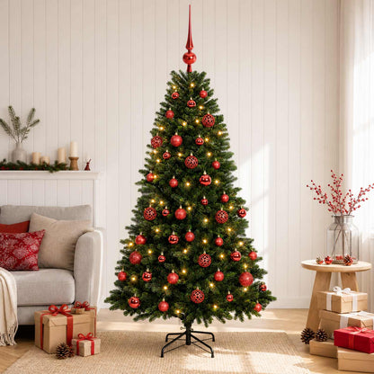 Artificial Christmas Tree with Bauble 150 LEDs 150 cm with LEDs & red balls