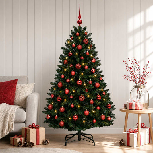 vidaXL Artificial Christmas Tree Dark Green with Bauble 180 cm 1