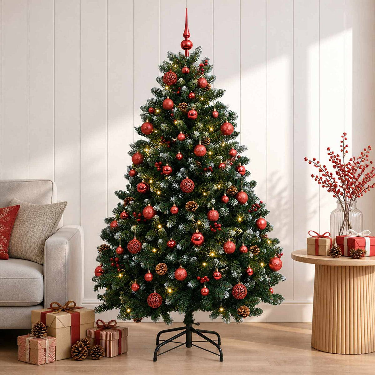 vidaXL Artificial Christmas Tree Green with Bauble 180 cm 300 LEDs 3