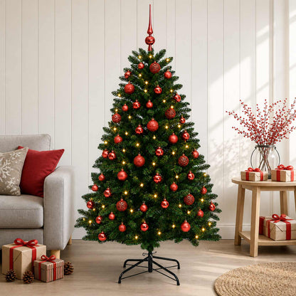 vidaXL Artificial Christmas Tree Mid-green with Bauble 180 cm 300 LEDs 1