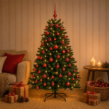 vidaXL Artificial Christmas Tree Mid-green with Bauble 180 cm 300 LEDs 3