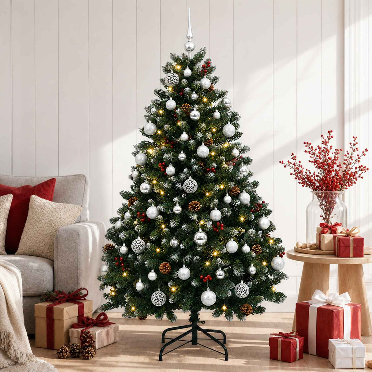 vidaXL Artificial Christmas Tree Green with Bauble 180 cm 300 LEDs 3