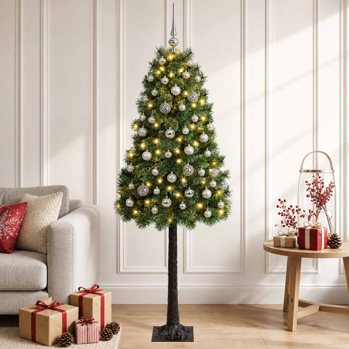 vidaXL Artificial Hinged Christmas Tree with Baubles 180 cm 300 LEDs 3
