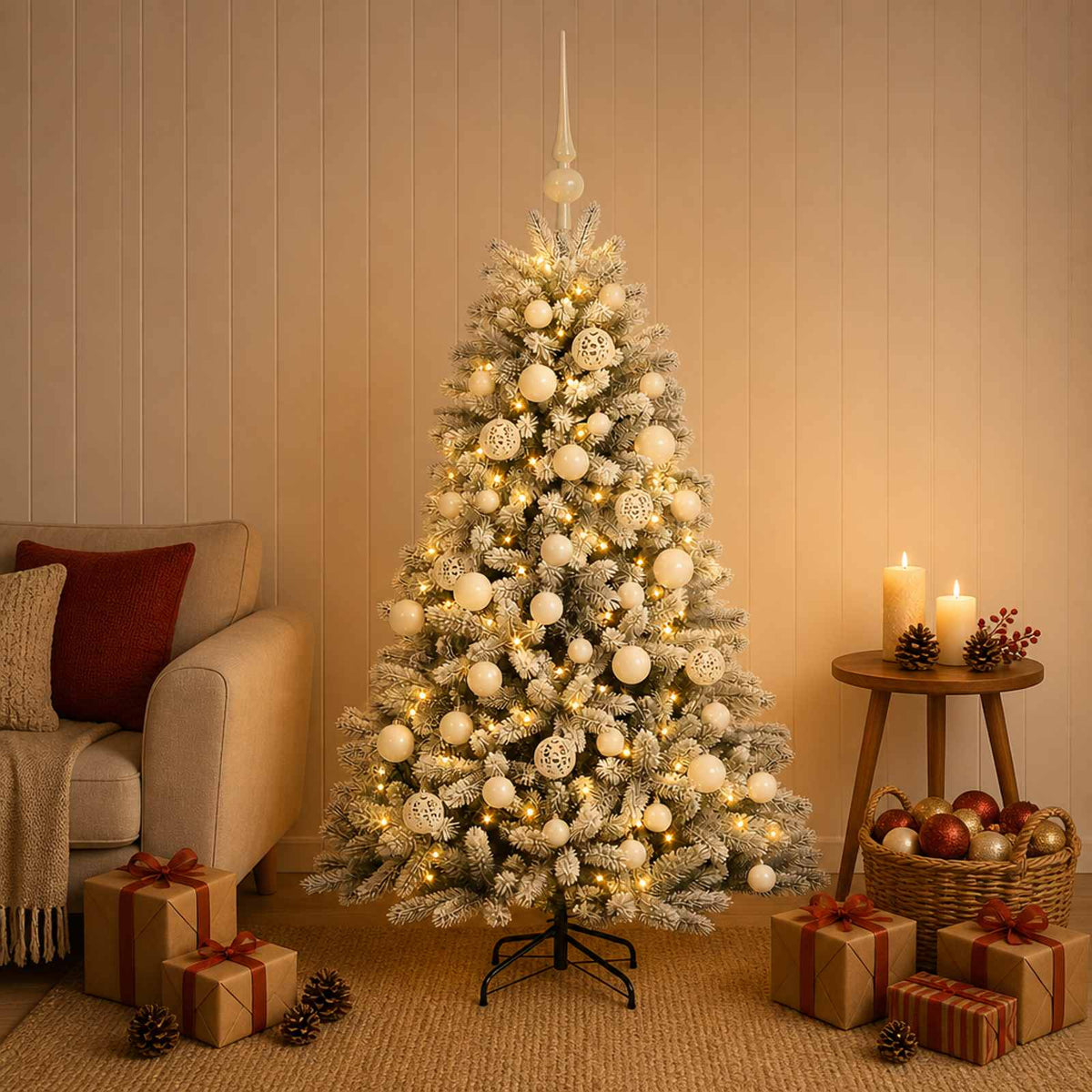 vidaXL Artificial Christmas Tree with Bauble 120 cm 150 LEDs 3