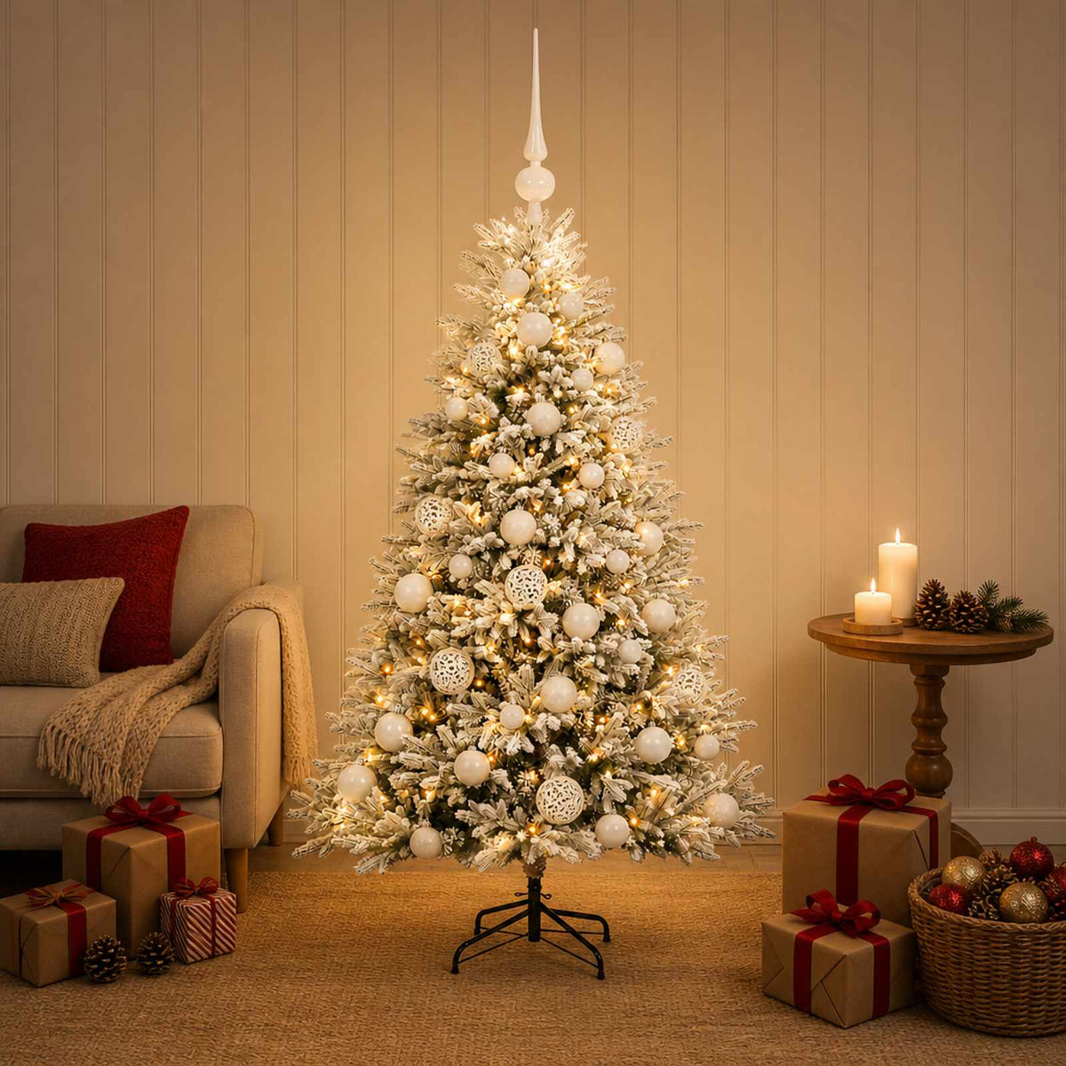 vidaXL Artificial Christmas Tree with Bauble 150 cm 150 LEDs 1