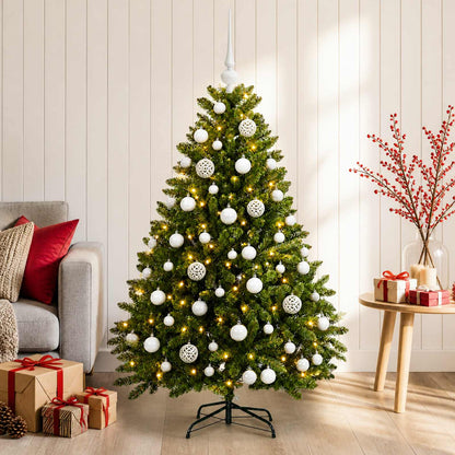 Artificial Christmas Tree with Bauble 120 cm Light Green Ø 88 x 120 cm with 150 LEDs&white balls