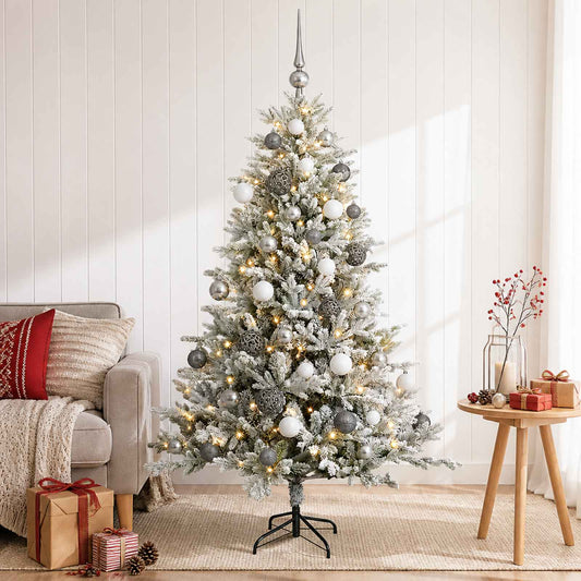 vidaXL Artificial Christmas Tree with Bauble 120 cm 150 LEDs 1