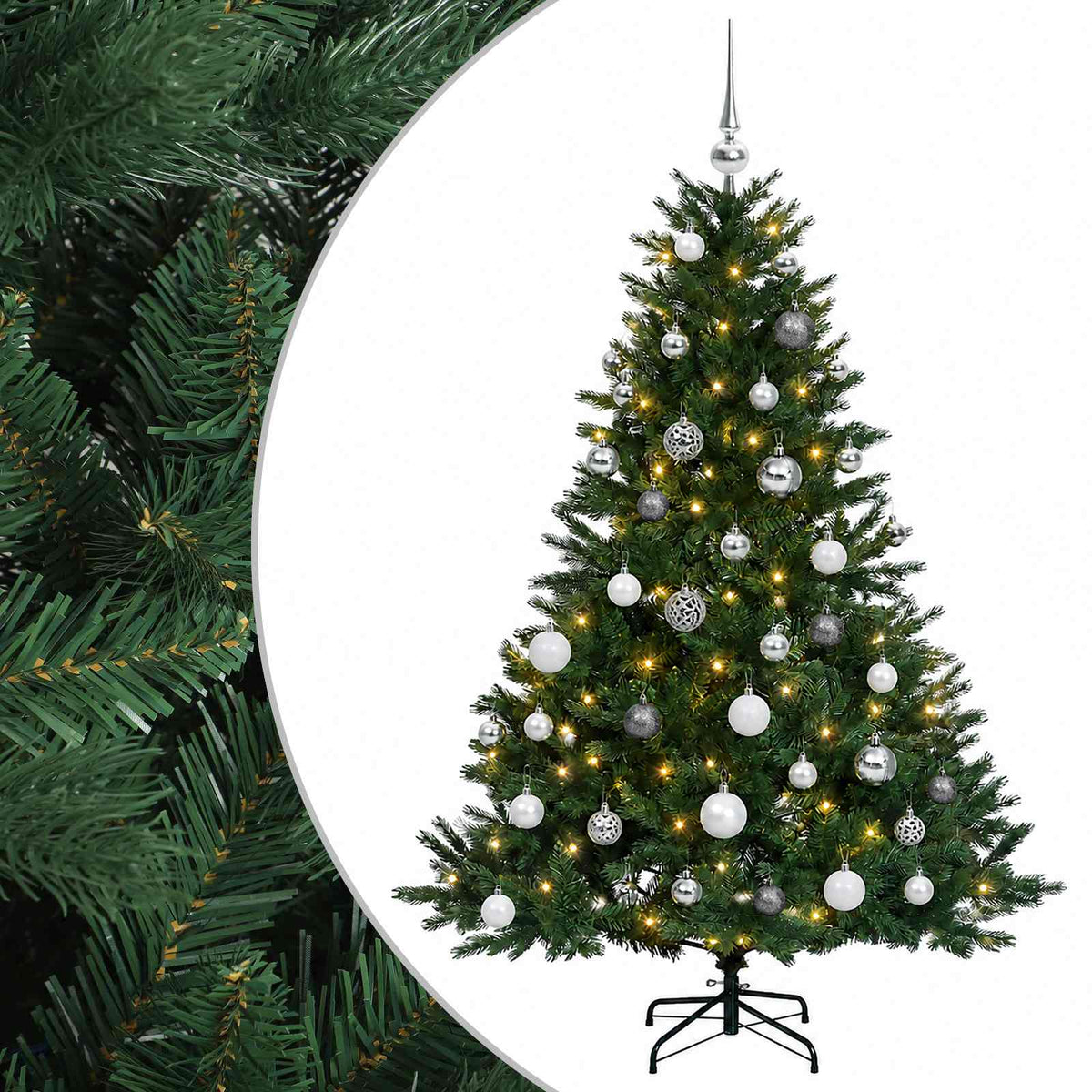 vidaXL Artificial Christmas Tree with Bauble 120 cm 150 LEDs 2
