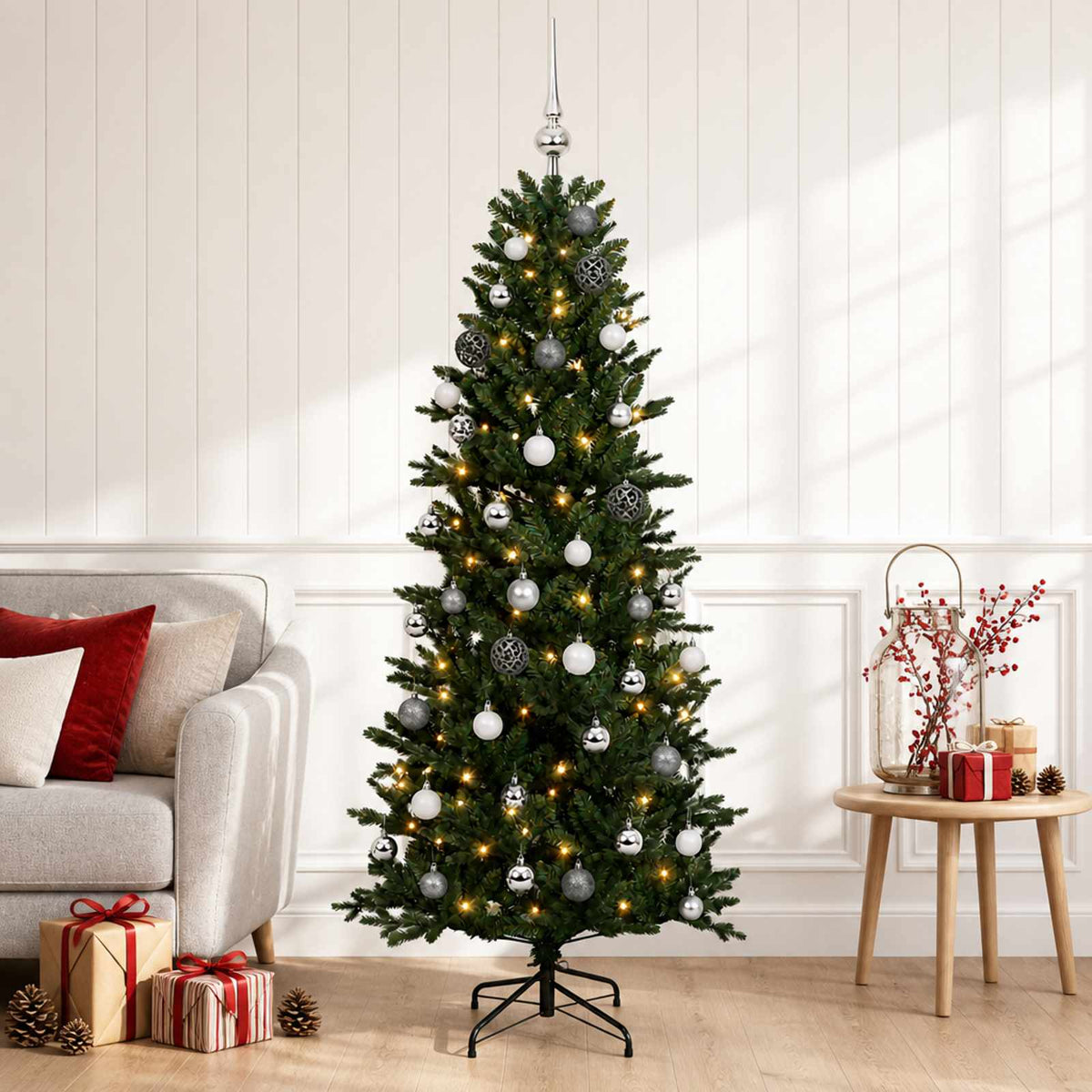 vidaXL Artificial Christmas Tree with Bauble 150 cm 150 LEDs 3