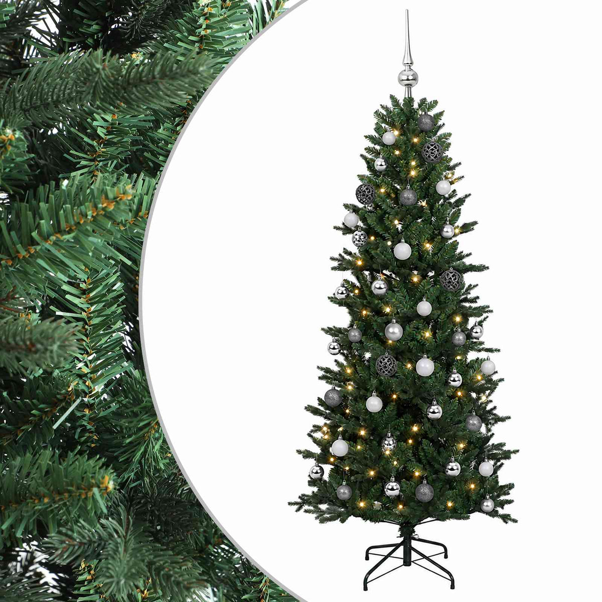 vidaXL Artificial Christmas Tree with Bauble 150 cm 150 LEDs 2