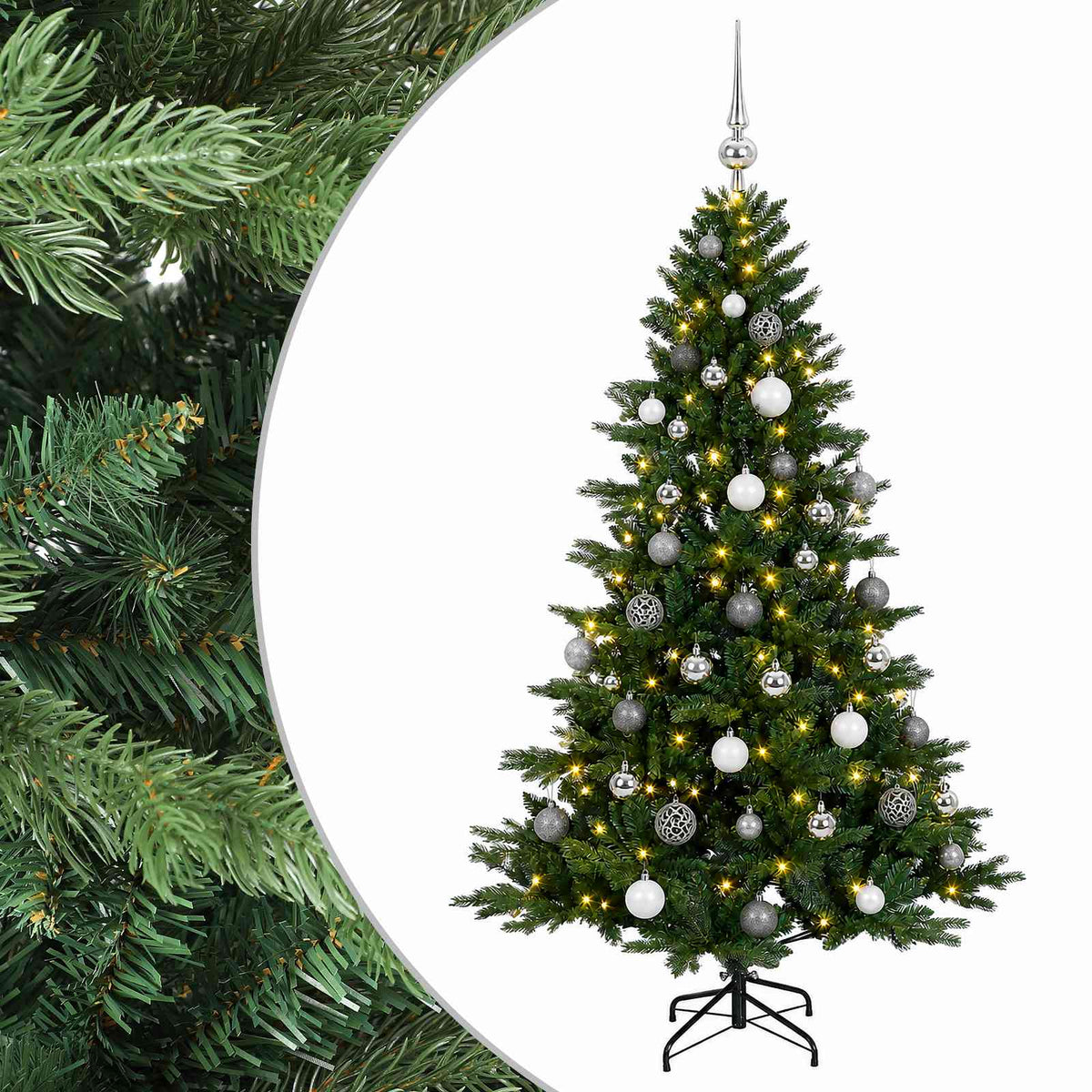 vidaXL Artificial Christmas Tree with Bauble 120 cm 150 LEDs 2