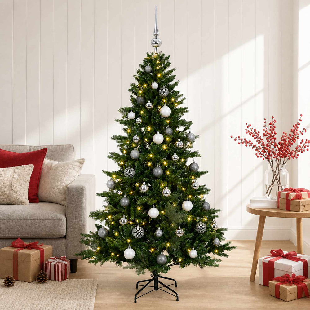 vidaXL Artificial Christmas Tree with Bauble 150 cm 150 LEDs