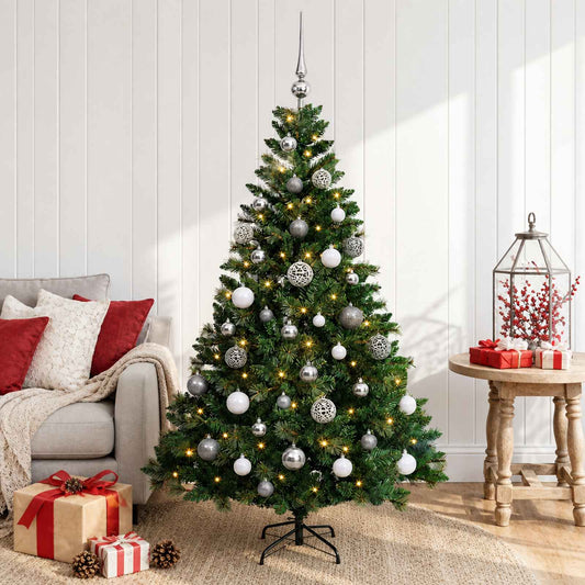 vidaXL Artificial Christmas Tree with Bauble 150 cm 150 LEDs 1
